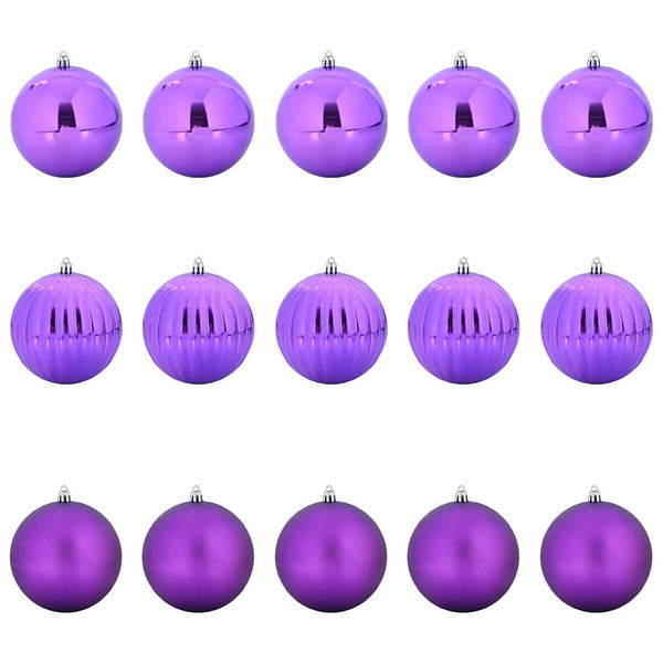 XL Weihnachtsbaumkugeln Set Lila 15-teilig