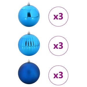 Weihnachtskugeln Set XL Blau 9-teilig