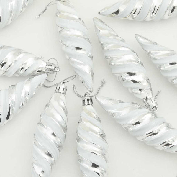 Weihnachtsbaumkugeln Spiralform Silber 40 Stk.