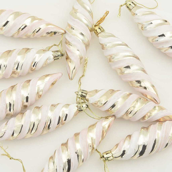 Champagner Spiral Kugel Weihnachtsbaumschmuck 40 Stk