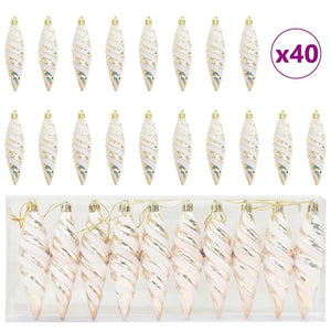 Champagner Spiral Kugel Weihnachtsbaumschmuck 40 Stk