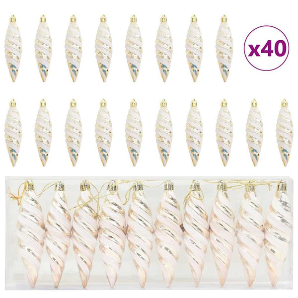 Champagner Spiral Kugel Weihnachtsbaumschmuck 40 Stk