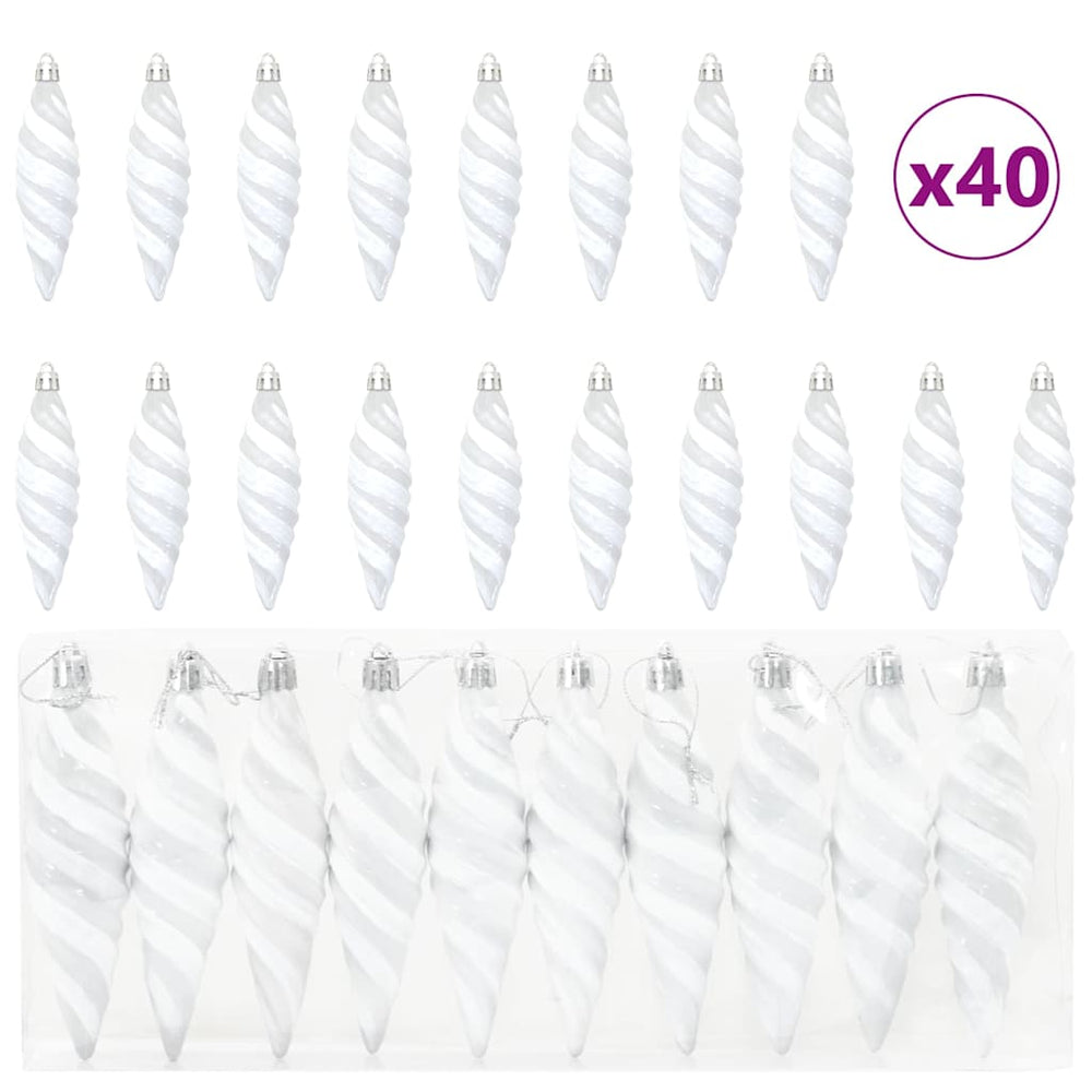 Weiße Spiralbaumkugeln, 40er-Set