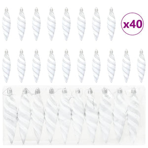 Weiße Spiralbaumkugeln, 40er-Set