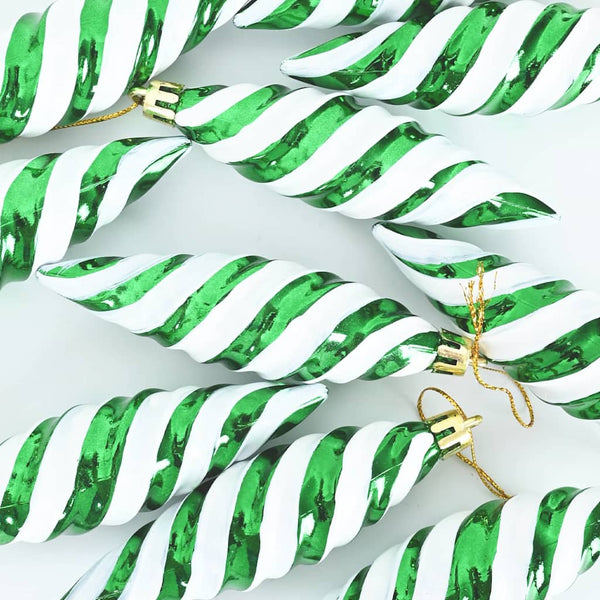 Grüne Spiral-Weihnachtskugeln, 40er-Set