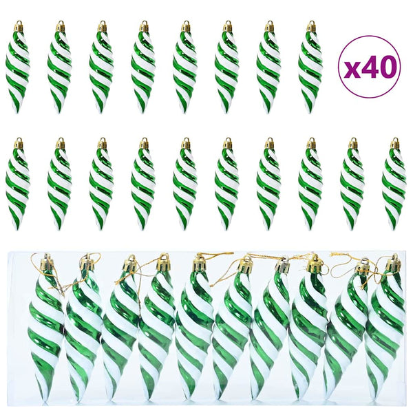 Grüne Spiral-Weihnachtskugeln, 40er-Set