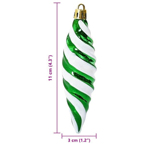 Grüne Spiral-Weihnachtskugeln, 40er-Set