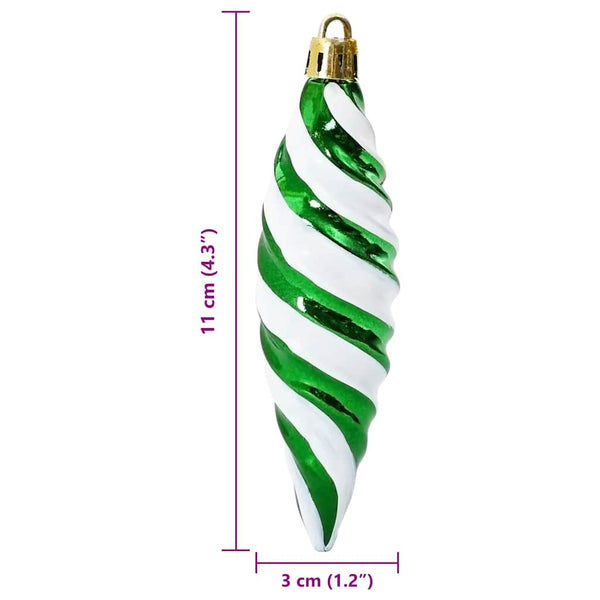 Grüne Spiral-Weihnachtskugeln, 40er-Set