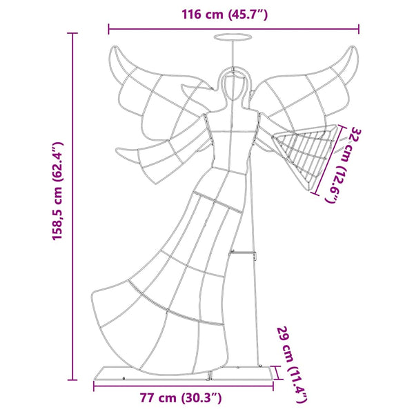 Beleuchteter Winkel Warmweiß 158cm