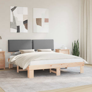 Bettgestell 200x200 cm Hellgrau mit Kopfteil