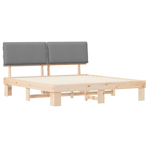 Bettgestell 200x200 cm Hellgrau mit Kopfteil