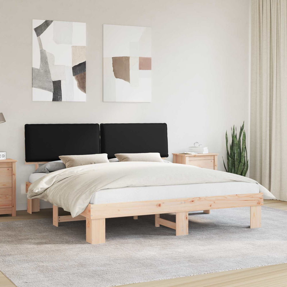 vidaXL Cadre de lit avec tête de lit rembourrée Noir 200 x 200 cm