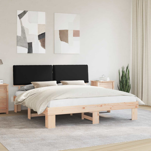 vidaXL Cadre de lit avec tête de lit rembourrée Noir 200 x 200 cm