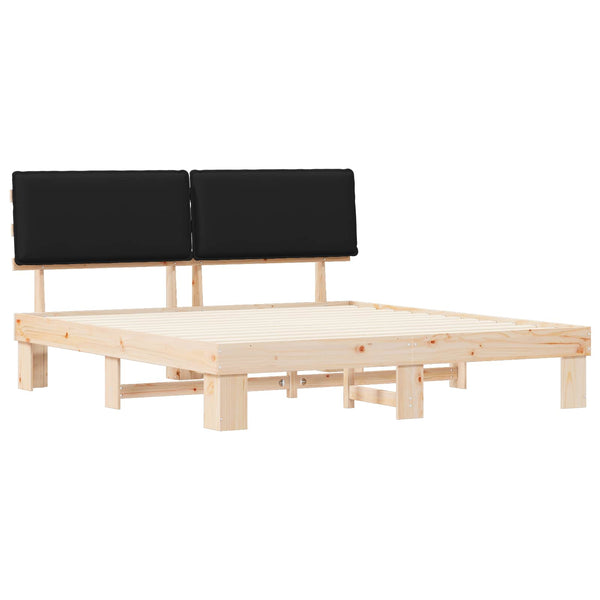 vidaXL Cadre de lit avec tête de lit rembourrée Noir 200 x 200 cm
