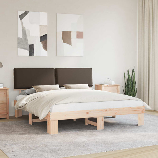 Bettgestell Taupe 200x200 cm mit Kopfteil