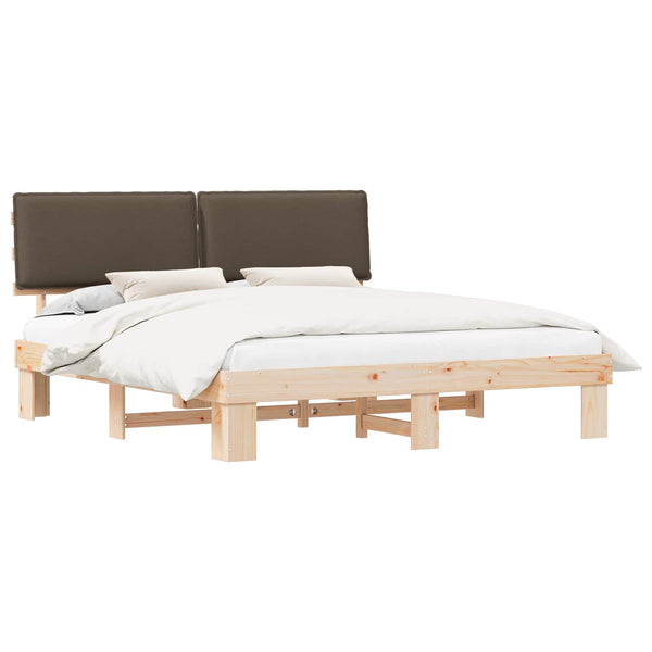 Bettgestell Taupe 200x200 cm mit Kopfteil