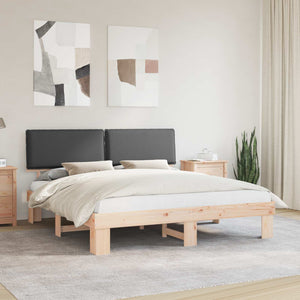 vidaXL Cadre de lit avec tête de lit rembourrée Gris foncé 180 x 200 cm