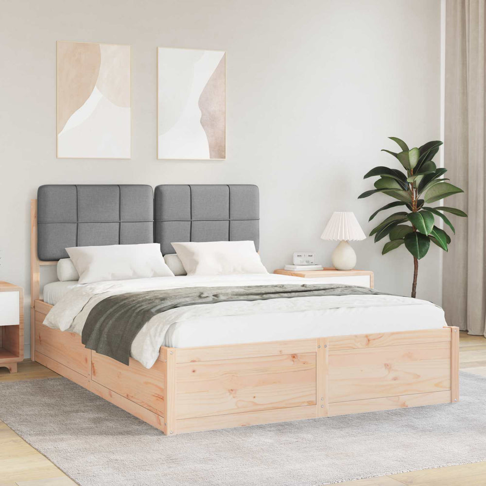 Bettgestell 160x200 cm mit gepolstertem Kopfteil Hellgrau