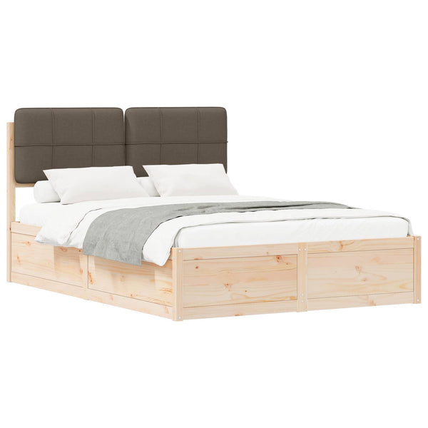 Bettgestell Taupe mit Kopfteil 160x200 cm