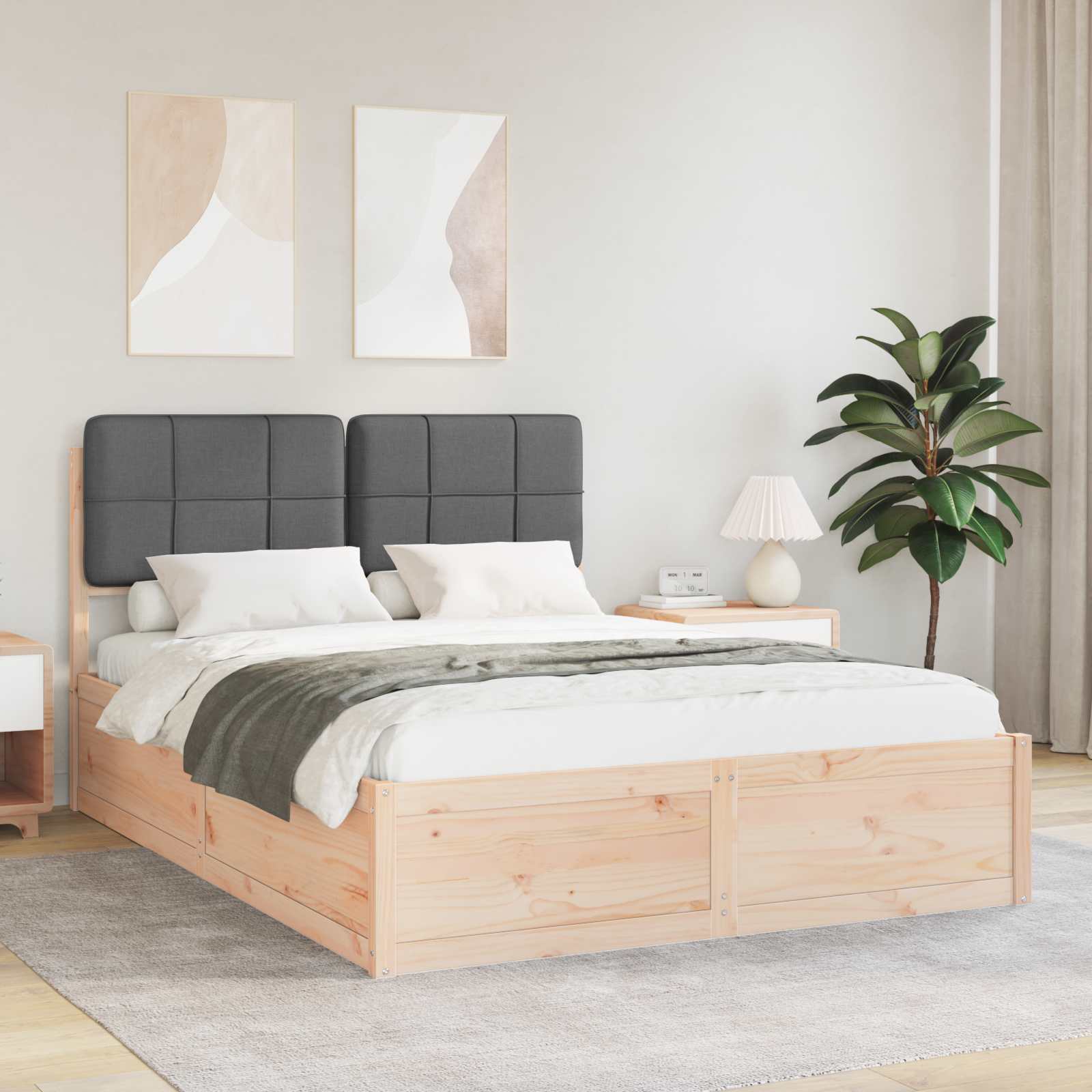 Bettgestell 140x200 cm Dunkelgrau mit Kopfteil