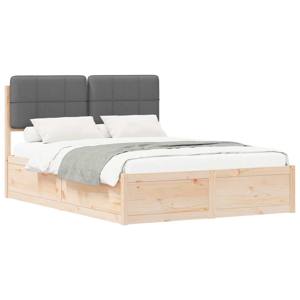 Bettgestell 140x190 cm mit gepolstertem Kopfteil Dunkelgrau