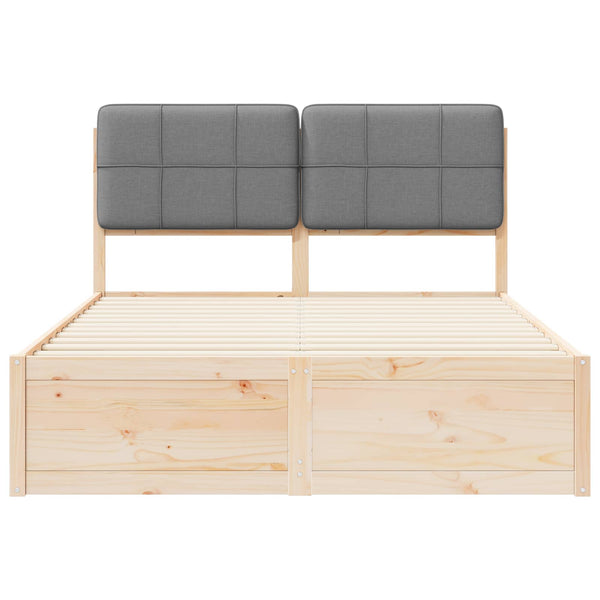 Bettgestell Hellgrau 135x190 cm mit Kopfteil