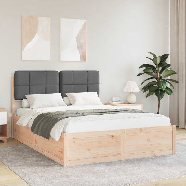 vidaXL Cadre de lit avec tête de lit rembourrée Gris foncé 135 x 190 cm
