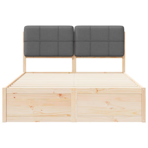 vidaXL Cadre de lit avec tête de lit rembourrée Gris foncé 135 x 190 cm