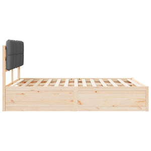 vidaXL Cadre de lit avec tête de lit rembourrée Gris foncé 135 x 190 cm
