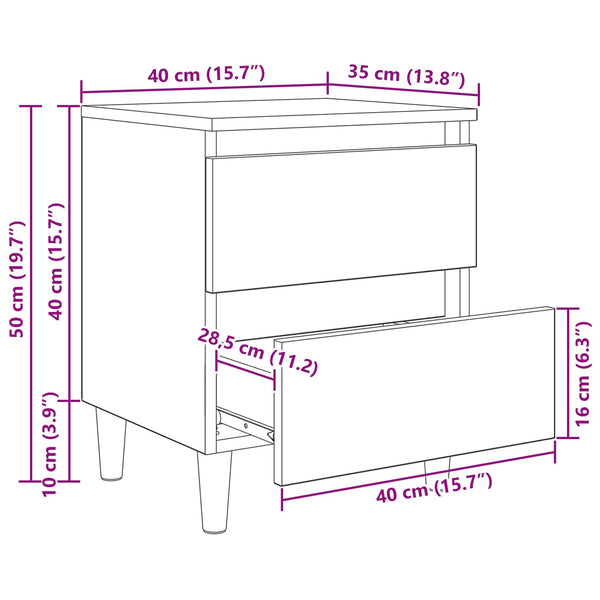 Bettschrank Artisan Eiche 40x35x50 cm