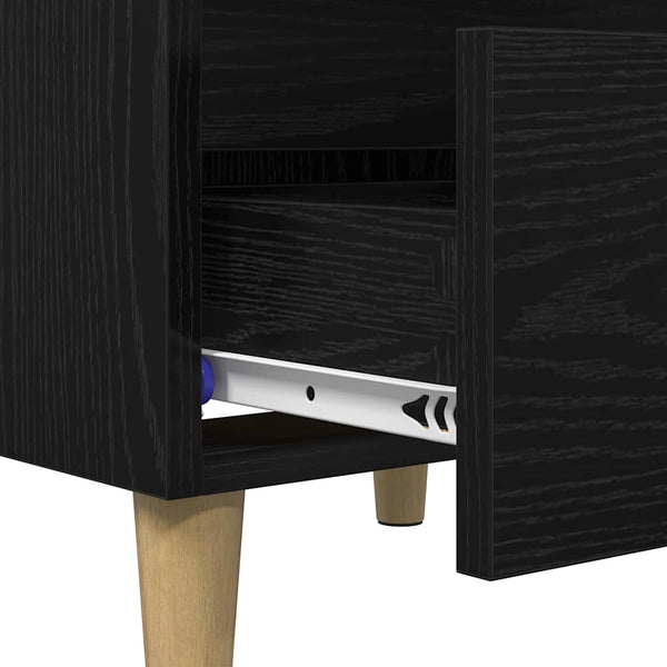 vidaXL Table de chevet noir aspect chêne 40 x 35 x 50 cm Bois d'ingénierie