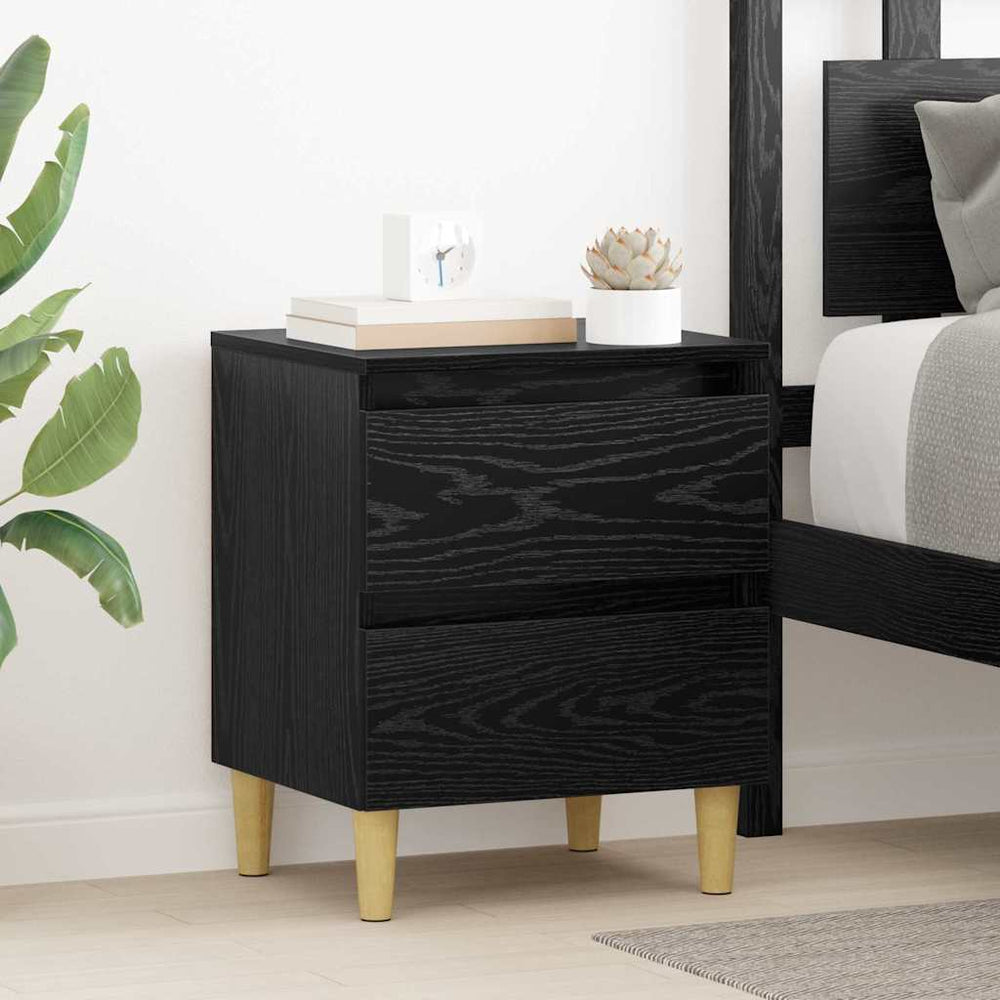 vidaXL Bedside Cabinet Black Oak Look 40 x 35 x 50 cm Engineered Wood