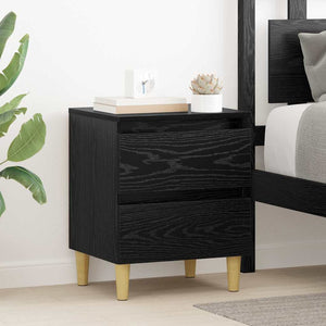 vidaXL Table de chevet noir aspect chêne 40 x 35 x 50 cm Bois d'ingénierie