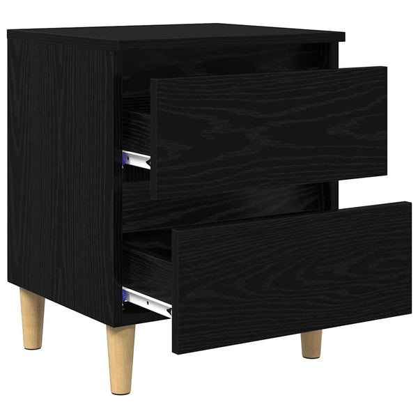 vidaXL Table de chevet noir aspect chêne 40 x 35 x 50 cm Bois d'ingénierie
