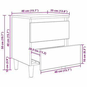 vidaXL Table de chevet noir aspect chêne 40 x 35 x 50 cm Bois d'ingénierie