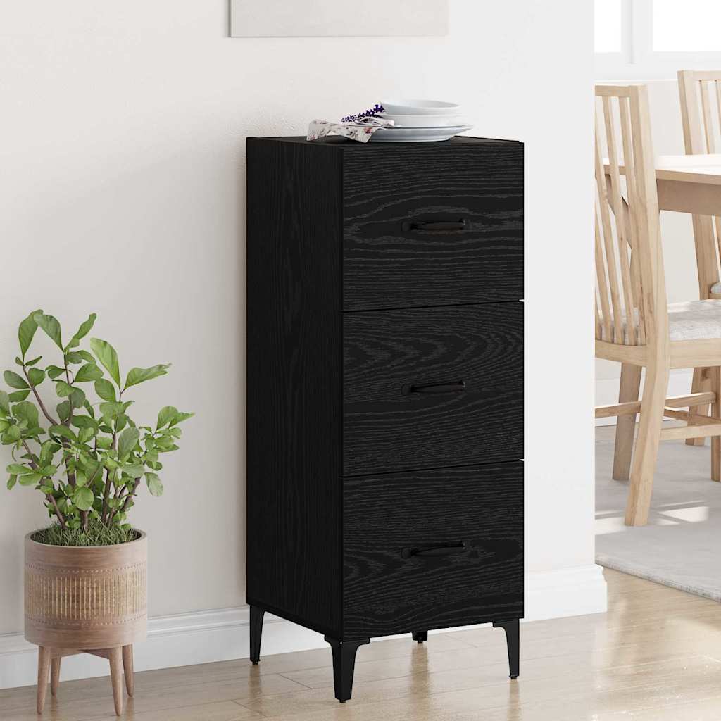 vidaXL Buffet noir aspect chêne 34,5 x 34 x 90 cm Bois d'ingénierie