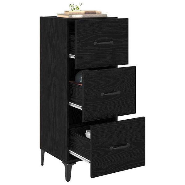 vidaXL Buffet noir aspect chêne 34,5 x 34 x 90 cm Bois d'ingénierie