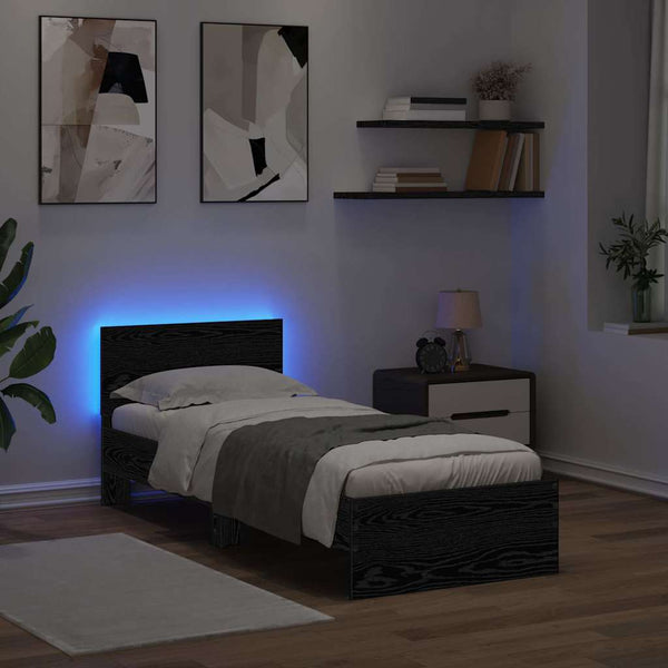 Bettrahmen 75x190 cm Schwarz Eichenoptik