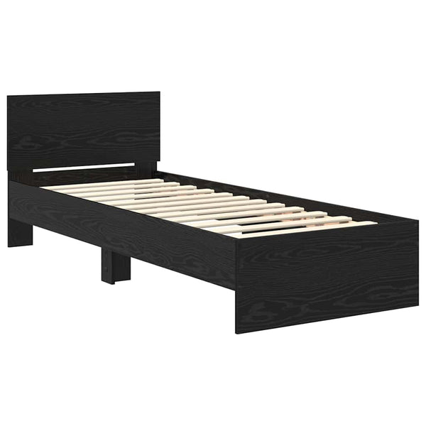 Bettrahmen 75x190 cm Schwarz Eichenoptik