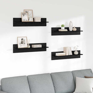 vidaXL Étagères murales 4 pcs Noir Aspect chêne 80 x 11,5 x 18 cm