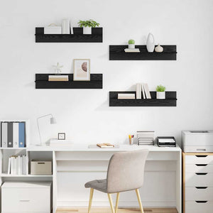 vidaXL Étagères murales 4 pcs Noir Aspect chêne 80 x 11,5 x 18 cm