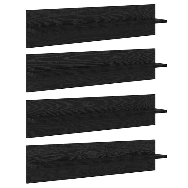 vidaXL Étagères murales 4 pcs Noir Aspect chêne 80 x 11,5 x 18 cm