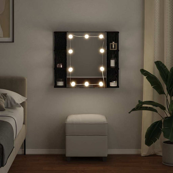 vidaXL Armoire à pharmacie avec étagère Noir aspect chêne 70 x 16,5 x 60 cm
