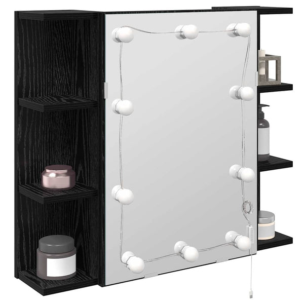 vidaXL Armoire à pharmacie avec étagère Noir aspect chêne 70 x 16,5 x 60 cm