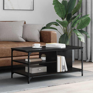 vidaXL Table basse noire aspect chêne 100 x 50 x 45 cm bois d'ingénierie
