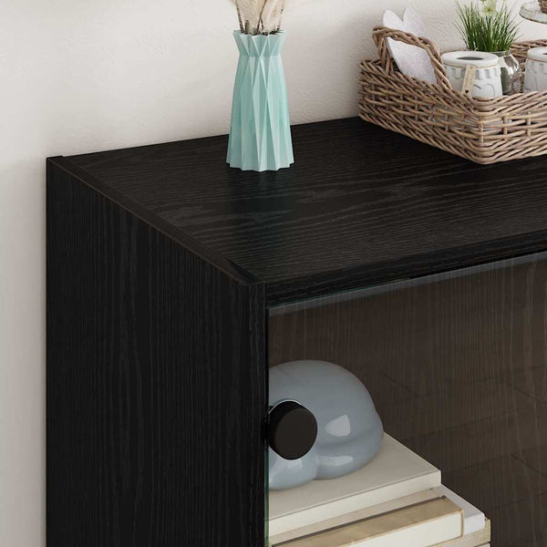 vidaXL Commode de rangement Noir aspect chêne 68 x 37 x 75,5 cm