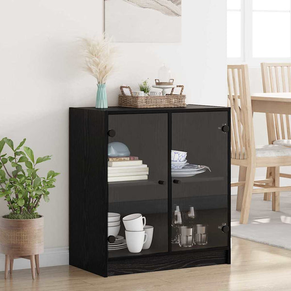 vidaXL Commode de rangement Noir aspect chêne 68 x 37 x 75,5 cm