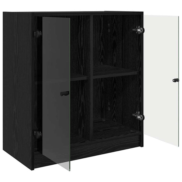 vidaXL Commode de rangement Noir aspect chêne 68 x 37 x 75,5 cm