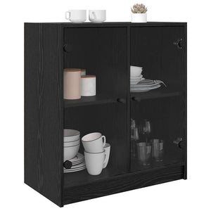 vidaXL Commode de rangement Noir aspect chêne 68 x 37 x 75,5 cm