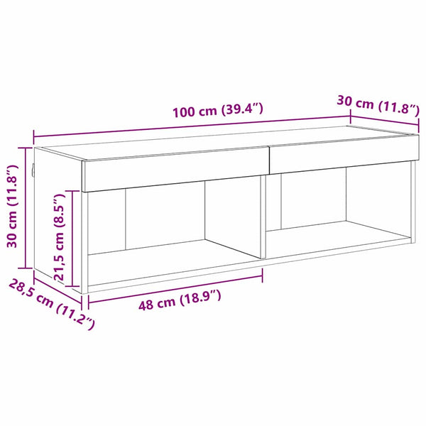 LED TV-Schrank Altholz Optik, 100cm